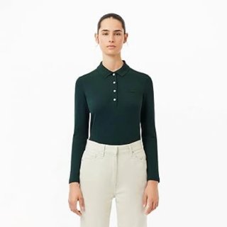 Polo Lacoste manga larga mujer verde