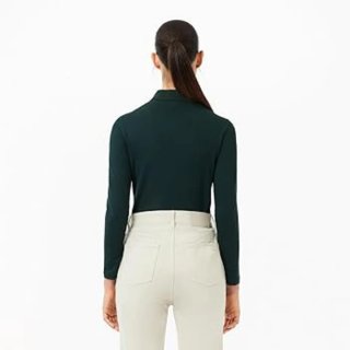 Polo Lacoste manga larga mujer verde