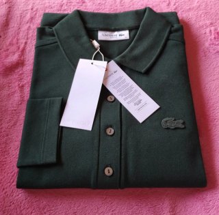 Polo Lacoste manga larga mujer verde 120€
