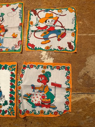 Lote 6 pañuelos infantiles vintage años 60