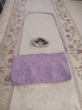 Bolso y monedero crochet rosa y morado