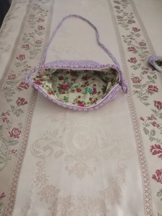Bolso y monedero crochet rosa y morado