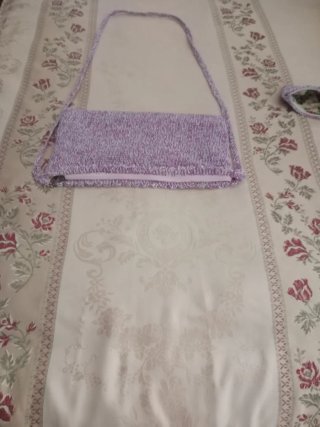 Bolso y monedero crochet rosa y morado