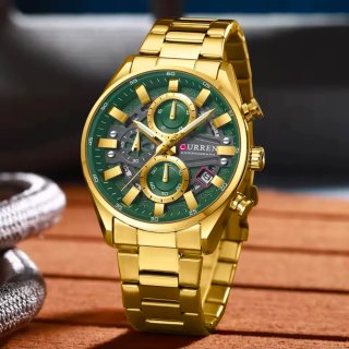 Reloj CURREN Hombre Dorado y Verde