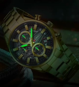 Reloj CURREN Hombre Dorado y Verde