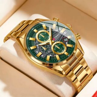 Reloj CURREN Hombre Dorado y Verde