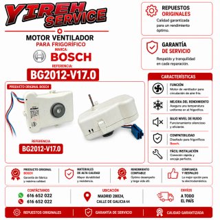 Motor Ventilador Frigorífico Bosch BG2012-V17.0