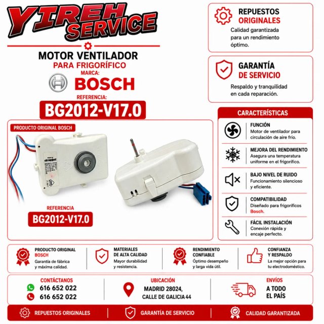 Motor Ventilador Frigorífico Bosch BG2012-V17.0