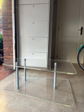 Mesa centro cristal doble altura