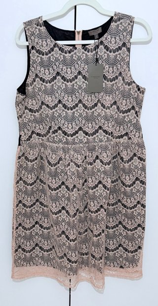 Vestido Cortefiel Talla 44 Encaje Rosa y Negro