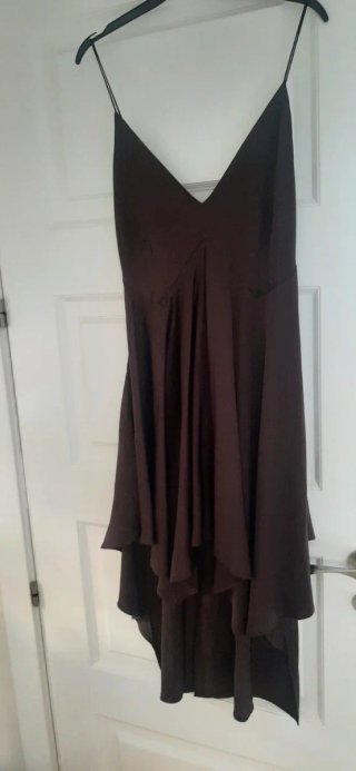 Vestido Zara satinado Marrón