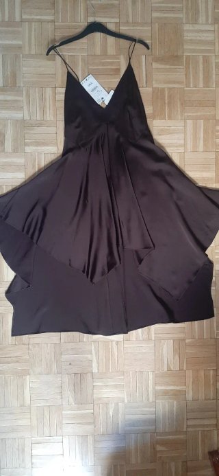 Vestido Zara satinado Marrón