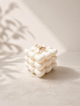 Vela Cubo Corações Aroma Talco