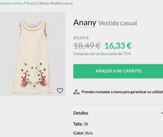 Vestido Anany sin mangas bordado M forro muy nuevo