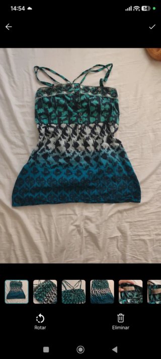 Vestido tirantes estampado negro, turquesa y blanc