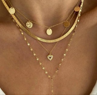 Gargantilla plata 5 chapas baño oro 18 kl