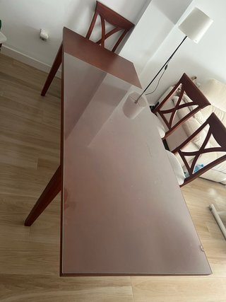 Mesa Comedor Madera + 6 Sillas + Cristal