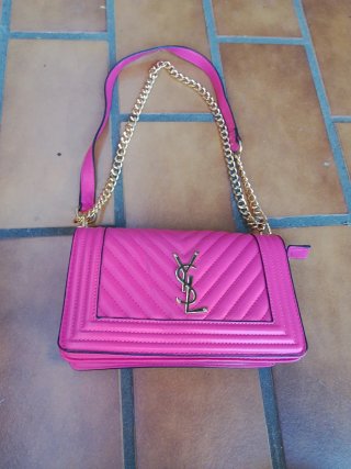 Borsa Yves Saint Laurent rosa e oro