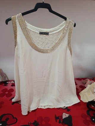 Blusa Just M Tirantes Encaje y Lentejuelas