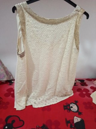 Blusa Just M Tirantes Encaje y Lentejuelas