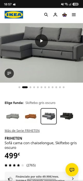 Sofá cama Ikea Friheten gris