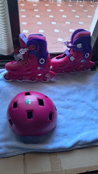 Patines infantiles rosas y morados talla 34-36