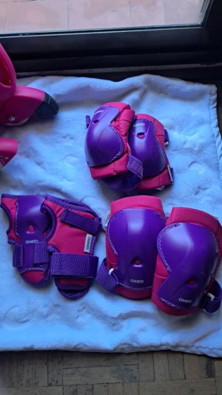 Patines infantiles rosas y morados talla 34-36