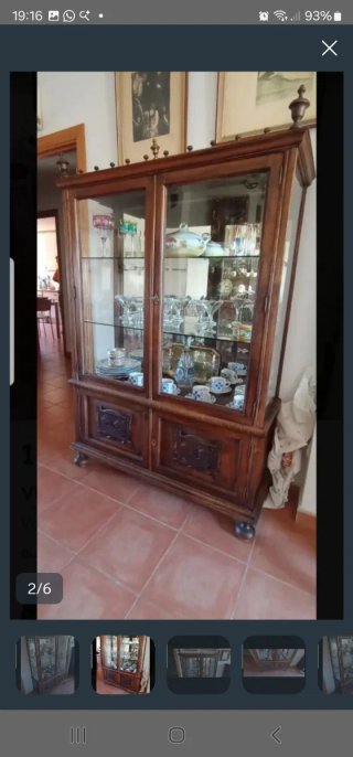 Vitrina Antigua Madera Maciza Cristal