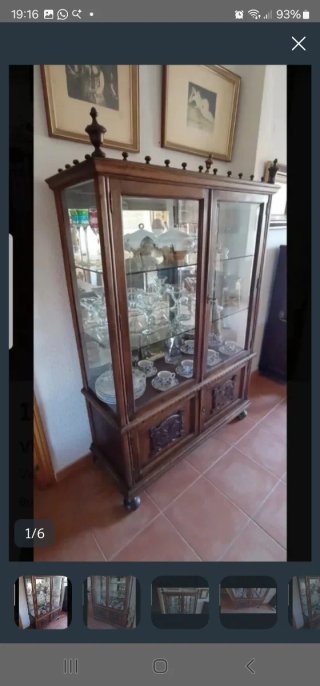 Vitrina Antigua Madera Maciza Cristal