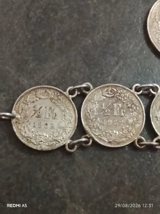 Pulsera de monedas plata 835 artesanal