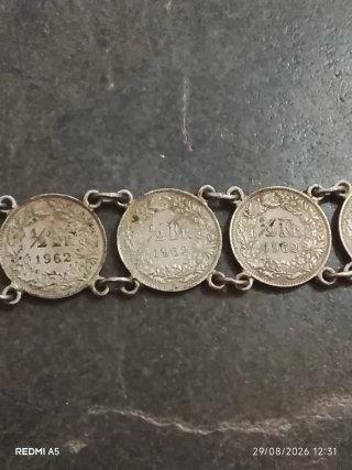 Pulsera de monedas plata 835 artesanal