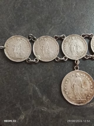 Pulsera de monedas plata 835 artesanal