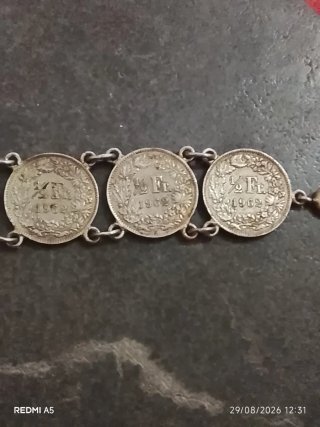Pulsera de monedas plata 835 artesanal