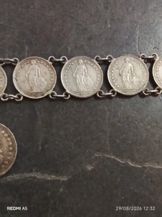 Pulsera de monedas plata 835 artesanal