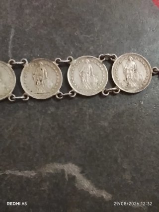 Pulsera de monedas plata 835 artesanal