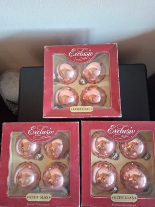 12 Bolas Navidad Cristal Exclusiv Rosa/Dorado