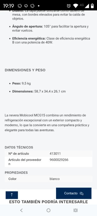 Nevera Mobicool MCG15