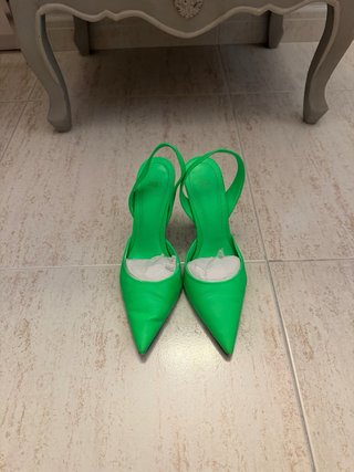 Zapatos de tacón Zara verde fosforito T37