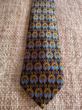 Corbata Lanvin azul y dorada