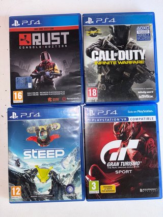 Lote 4 Juegos PS4: Rust, CoD, GT Sport, Steep