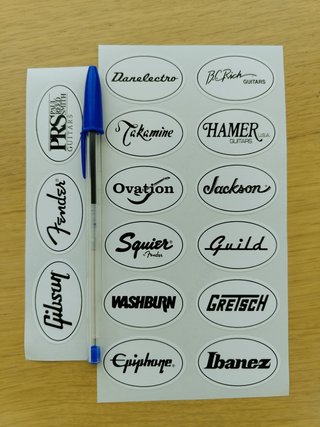 Pack 15 Pegatinas Marcas de Guitarra