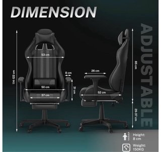 Mesa Gaming + Silla Ergonómica Negra + monitor