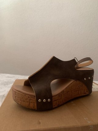 Sandalias cuña marrón talla 38