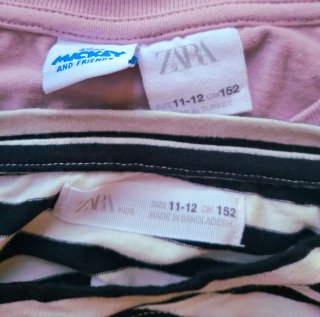 2 Camisetas Zara Niña Talla 11-12 Años