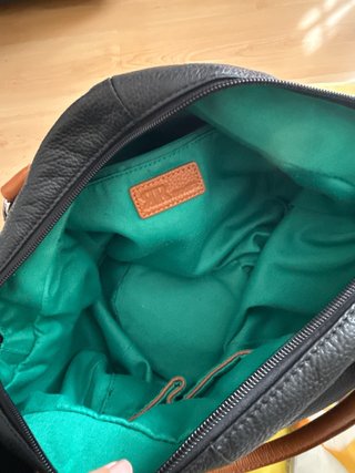 Bolso piel RR negra y detalles marrón