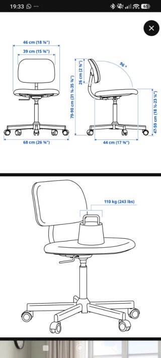 Silla de escritorio IKEA BLECKBERGET en color beig