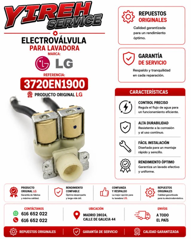 Electroválvula LG 3720EN1900 Lavadora
