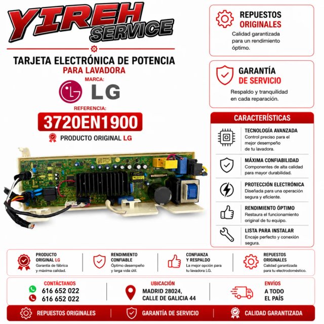 Tarjeta Electrónica LG Lavadora 3720EN1900