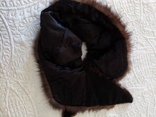 Cuello de zorro piel real marrón plateado