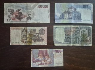 Lotto 5 Banconote Italiane Lire